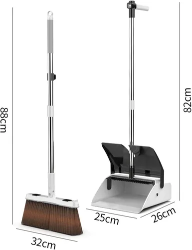 Miniatura 2 de Juego de escoba y recogedor, escoba giratoria de 180 grados, resistente al viento, recogedor de escombros, juego combinado de recogedor de pie