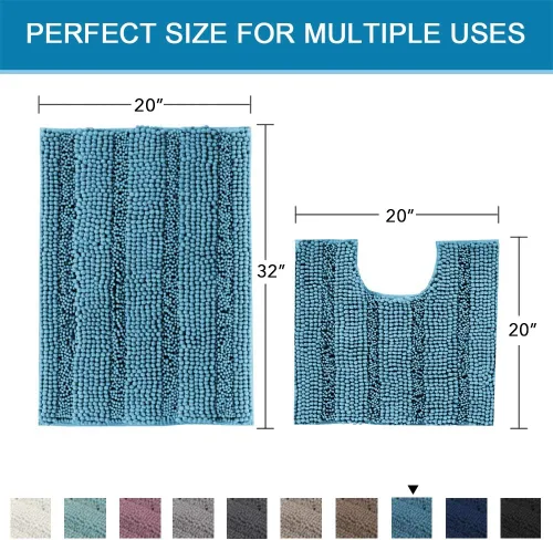 Miniatura 433 de H.VERSAILTEX Tapetes de baño antideslizantes para baño, alfombras de baño extragruesas de felpilla a rayas, tapetes de baño de 47" x 17", alfombras