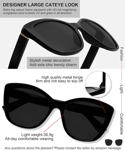 Miniatura 4 de MARE AZZURO Gafas de sol de lectura tipo ojo de gato para mujer, gafas de sol cuadradas de gran tamaño, para lectores 0 1.0 1.25 1.5 1.75 2.0 2.25