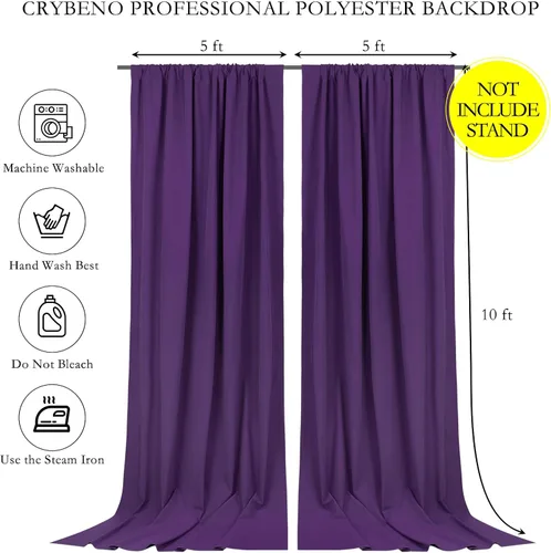 Miniatura 4 de Cortinas de fondo púrpura de 2 paneles 5 x 10 pies, cortinas de fondo de poliéster para boda, fiesta de sirenas, Halloween, fotografía, decoraciones