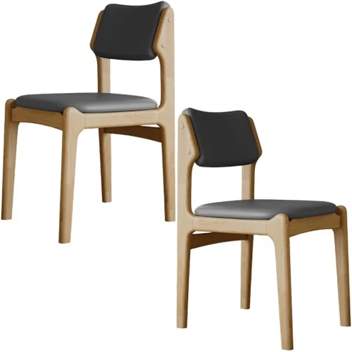 Miniatura 41 de YVYKFZD Wooden Dining Chairs Set, Leather Dining Room Chair with Back, Upholstered Kitchen Chairs, Armless Living Room Chair, for Bedroom Offices