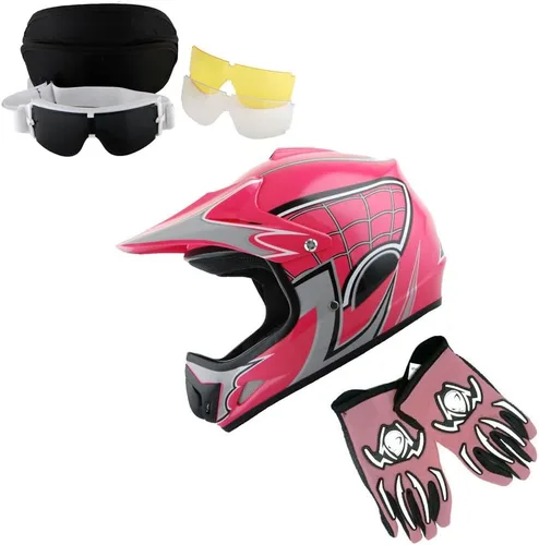 Miniatura 10 de Martian Casco de Motocross para Jóvenes Niños ATV Dirt Bike BMX MX Casco + Gafas + Guante Negro MG Youth Paquete: Spider Negro