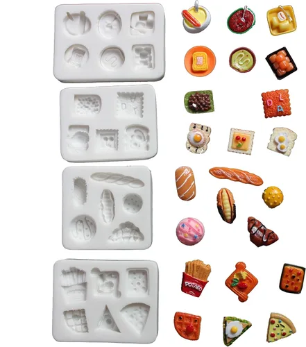 Juego de moldes de silicona para artículos pequeños encantadores para topper de pastel, pasta de goma, caramelo y chocolate, arcilla polimérica y