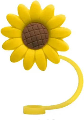Miniatura 5 de Tapón de paja de girasol, tapones reutilizables a prueba de salpicaduras, herramienta de cocina, puntas de paja, cubierta de silicona, accesorio