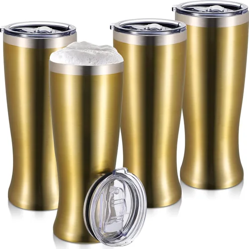 Geetery 4 vasos de cerveza de acero inoxidable para hombres de 20 onzas, taza de cerveza de doble pared, taza aislada al vacío, regalos para café de