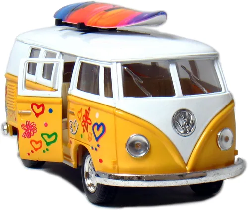 Miniatura 5 de KiNSMART Volkswagen Classic Bus 1962 escala 1:32 de 5 pulgadas, modelo de metal fundido a presión, acción de retroceso