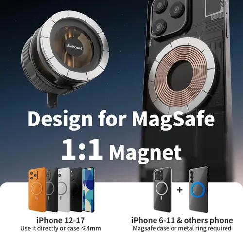 Miniatura 7 de Soporte magnético para teléfono de coche mejorado 2026 para Magsafe, succión al vacío ultra fuerte de 100 libras y 3000 gf magnético, soportes