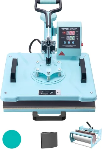 Prensa de calor VEVOR, 12 x 15 pulgadas, máquina de transferencia de calor 5 en 1 con prensa para tarros de 30 oz, presión de camiseta con giro de