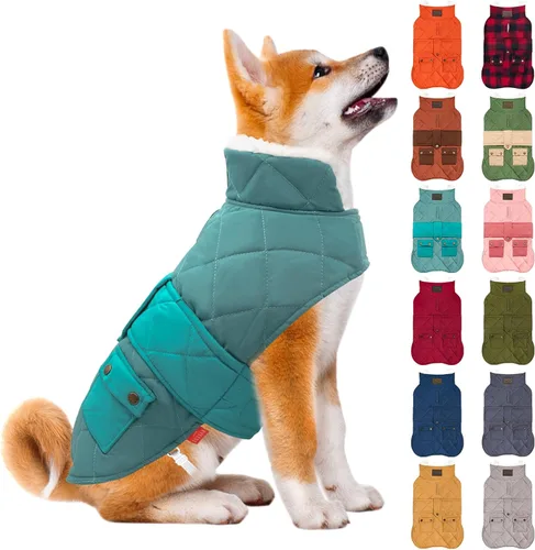 Miniatura 16 de KYEESE Abrigo para Perros Cálido Abrigo de Invierno Acolchado para Mascotas con Agujero para la Correa Chaqueta Suave para Perros con Bolsillo