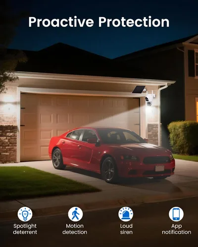 Miniatura 6 de CasaCam Cámara de seguridad solar Inalámbrico para exteriores, lente dual 2K+2K Funciona con pilas, sensores PIR duales, seguimiento automático