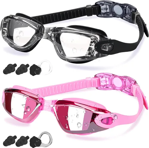Miniatura 15 de COOLOO Gafas de natación, paquete de 2 gafas de natación para hombres y mujeres, gafas de natación para adultos, jóvenes, adolescentes, niños, gafas