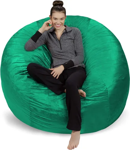 Miniatura 44 de Sofa Sack Funda para silla puff solamente, sin relleno, cómoda funda de repuesto para silla redonda, 5 pies, color carbón Carbón - Solo funda