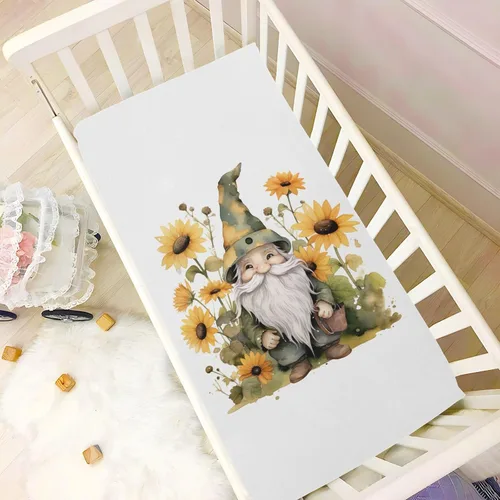 Miniatura 6 de Fitted Crib Sheets Gnome Sunflowers Mini Crib Sheets for Boy & Girl Toddler Mattress Sheets Playard Sheet 21216174