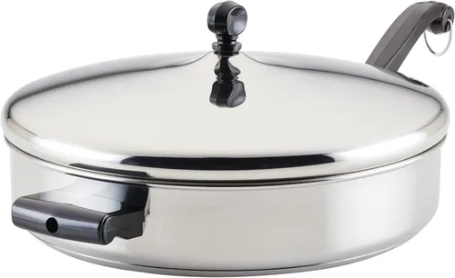 Miniatura 9 de Farberware Tapa clásica de acero inoxidable para freír, Sartén para saltear (2.75 cuartos de galón), Plateado