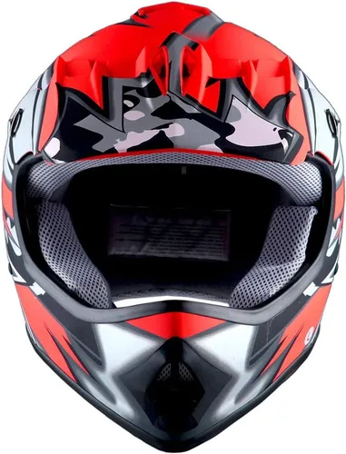 Miniatura 3 de WOW Youth Kids Motocross BMX MX ATV Dirt Bike Moutain Helmet Storm Black Estrella Matt Red