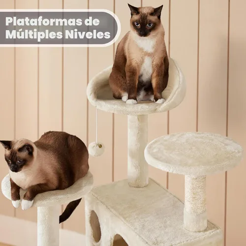 Miniatura 7 de Yaheetech Torre de árbol para gatos de 54 pulgadas, mueble con poste rascador para gatitos, casa de mascotas para jugar Beige