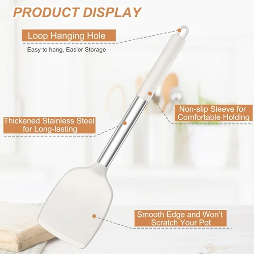 Miniatura 3 de TeamFar Utensilios de Cocina, 4 PCS Utensilios de Cocina de Silicona con Mango de Acero Inoxidable, para Utensilios de Cocina Antiadherentes
