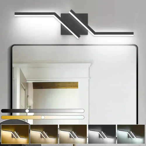 Miniatura 17 de Luz de tocador de baño negra de 32 pulgadas, LED moderna, 3CCT, regulable, 24 W, luminarias de baño sobre espejo 3000 K/4500 K/6000 K, 3