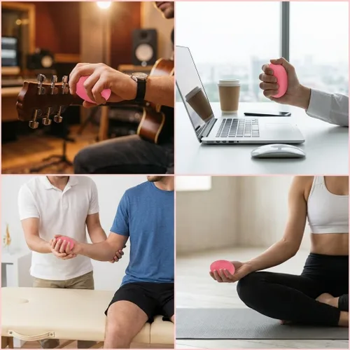 Miniatura 2 de NOVA Huevo ovalado para ejercitador de mano, bola ovalada para fuerza, estrés y recuperación, viene en 3 niveles de resistencia, rosa suave