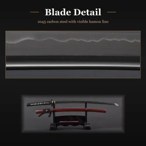 Miniatura 5 de Handmade Sword - Espada Katana Samurai funcional, acero al carbono 1045, templado con calor forjado a mano, espiga completa, afilada, rueda imperio