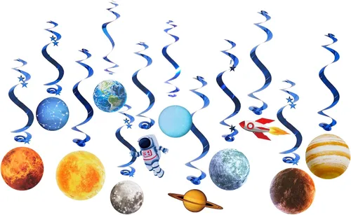 Miniatura 2 de Easy Joy Sistema solar colgante de remolino 12 piezas decoraciones espacio exterior fiesta planetas suministros espacio decoración fiesta galaxia
