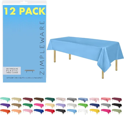 Miniatura 12 de Zimpleware - Mantel redondo de plástico para fiestas de 213 cm (84 pulgadas) de diámetro (paquete de 1, 6 y 12 unidades)