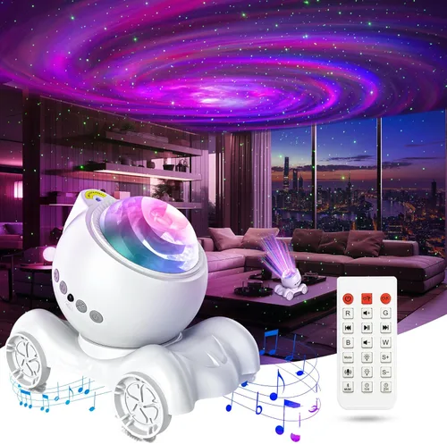Miniatura 11 de ENOKIK Proyector de luz del norte, proyector Aurora Star Altavoz Bluetooth integrado, máquina de ruido blanco para niños y adultos, luz Galaxy