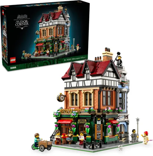 LEGO Icons Set de Construcción de Esquina Tudor para Adultos 18+ - Kit de Casa en Miniatura DIY - Set de Construcción de Casa en Miniatura