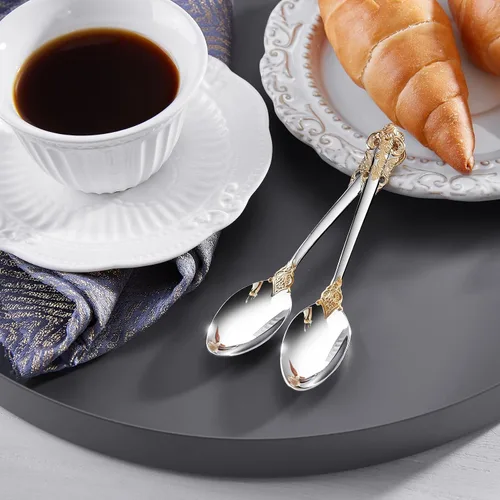Miniatura 5 de KEAWELL Lujoso juego de cucharas de espresso de 5.1 pulgadas, 6 piezas, mini cuchara de café, acero inoxidable 18/10, diseño magnífico con acabado
