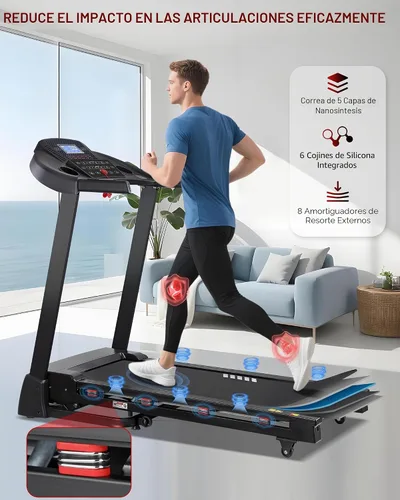 Miniatura 7 de Treadmill with 15-Level Auto Incline, Folding Treadmill for Home, 0.6-10 MPH, 350 LB Capacity, 18.11" Wide Running Belt, 3.5 HP, Shock Absorption