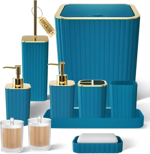 Miniatura 56 de XLHOMO Bathroom Set- 25PC Beige Bathroom Set, Bathroom Set with Shower Curtain and Rugs, Beige Shower Curtain Set, Toilet Brush, Bathroom Trash Can