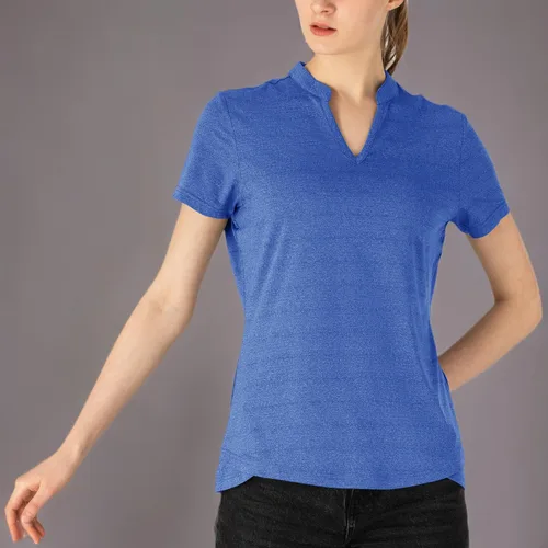 Miniatura 55 de Gopune Polo de golf con cuello en V para mujer, sin cuello, manga corta, ligera, de secado rápido, camisetas de tenis para correr