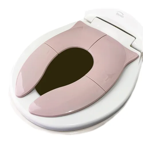THREE LITTLE TOTS - Asiento portátil moderno y seguro, asiento de entrenamiento plegable de viaje rosa rubor para niñas y niños, se adapta a