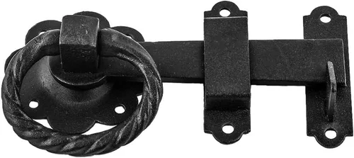 Miniatura 20 de Renovators Supply Manufacturing Acabado negro de la capa del polvo del pestillo de la puerta del pulgar de Norfolk del hierro forjado