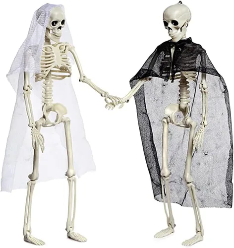 2 adornos de esqueleto artificial de Halloween de 16 pulgadas, decoración de esqueleto de cuerpo completo, esqueleto colgante de terror, fiesta Tipo