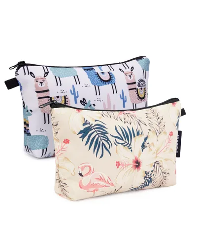 Miniatura 15 de WANDF Bolsa de cosméticos para mujer, bolsa de maquillaje, mini bolsa de maquillaje para bolso, resistente al agua, regalo para niñas (M-azul)