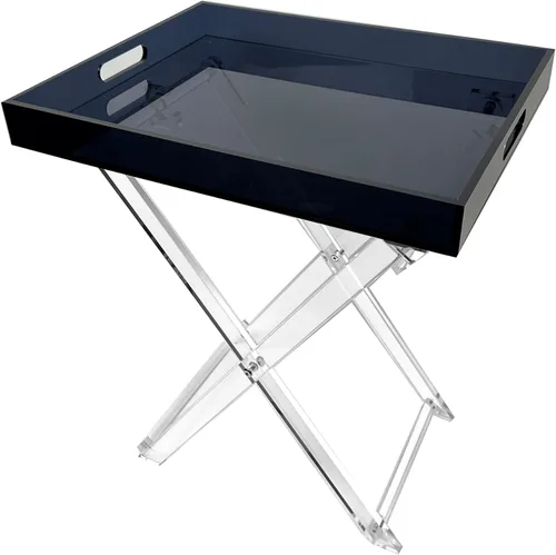 Designstyles Mesa plegable de acrílico - Escritorio moderno y elegante - Mesa de servicio de cocina y bar - Elegante diseño transparente (ahumado y