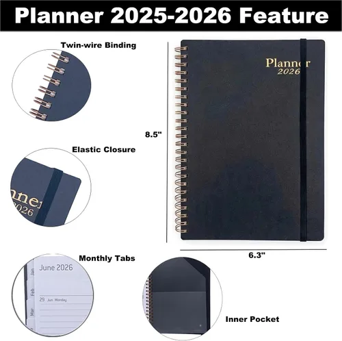 Miniatura 6 de Daily Planner 2026,Jan 2026-Dec 2026,Weekly & Monthly Planner,Calendar Planner 2026 with Tabs Personal Notebook for Work or Home,6.3"x 8.5",Thicker