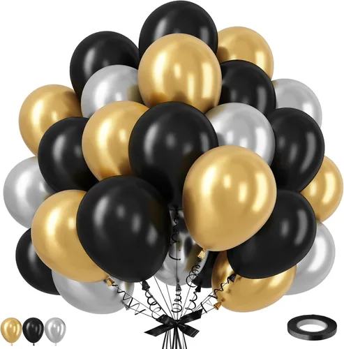 Miniatura 24 de Globos de látex blanco dorado rosa claro, 35 piezas
