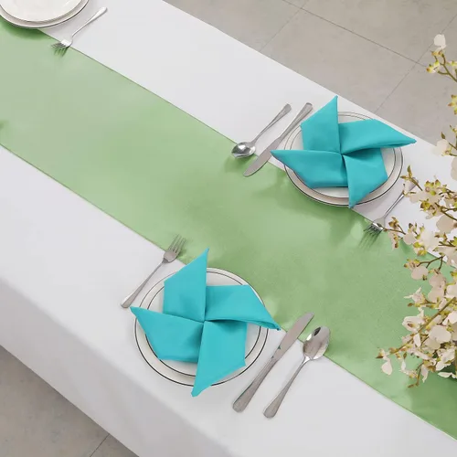Miniatura 4 de Horbaunal Juego de 24 Caminos de Mesa de Satén Verde Salvia de 12 x 108 Pulgadas, Caminos de Mesa Suaves para Bodas, Banquetes y Fiestas