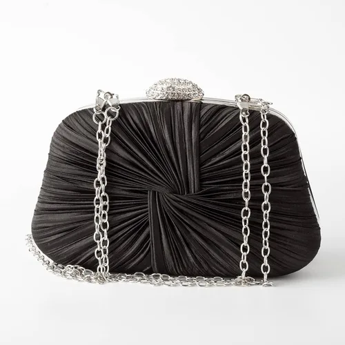 Miniatura 2 de Simcat Bolso de mano para mujer, bolso de satén plisado para mujer, bolso de mano con lazo plisado con cadena para graduación, boda, fiesta de noche