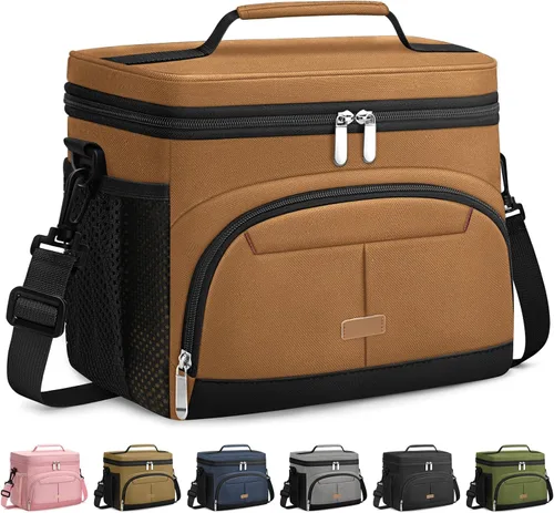 Miniatura 14 de Caja de almuerzo Pritent para hombre y mujer, bolsa de almuerzo aislada, bolsa refrigerante a prueba de fugas, bolsas de almuerzo con asa extraíble