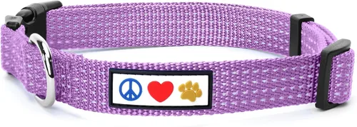 Miniatura 23 de Pawtitas - Collar reflectante para perro - Nombre y número de teléfono personalizados, ajustable para perros pequeños y cachorros - Morado Púrpura
