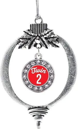 Miniatura 160 de Inspired Silver - Twin One - Adorno festivo de Navidad de plata - Adorno festivo de árbol de Navidad con dije de círculo y circonita cúbica