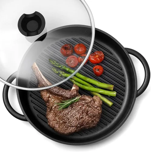 Miniatura 8 de Moss & Stone Sartén Parrilla Antiadherente de Aluminio para Estufas, Sartén Parrilla Versátil con Picos Vertedores, Sartén Parrilla Cuadrada de 11