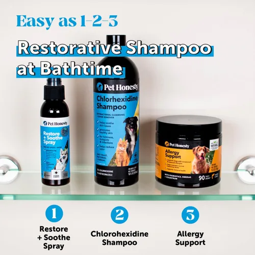 Miniatura 5 de Pet Honesty Chlorhexidine - Champú para aliviar la picazón de temporada para gatos y perros, para alergias, picazón, suplemento de piel y pelaje