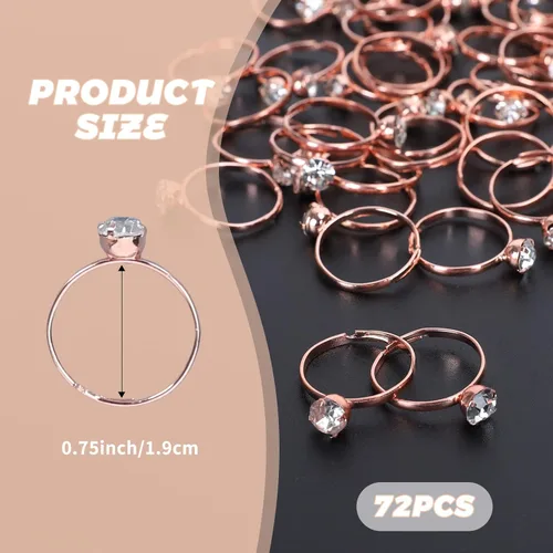 Miniatura 2 de Whaline 72 anillos de diamantes para despedida de soltera, anillos de compromiso ajustables para decoración de mesa de boda, juego de despedida
