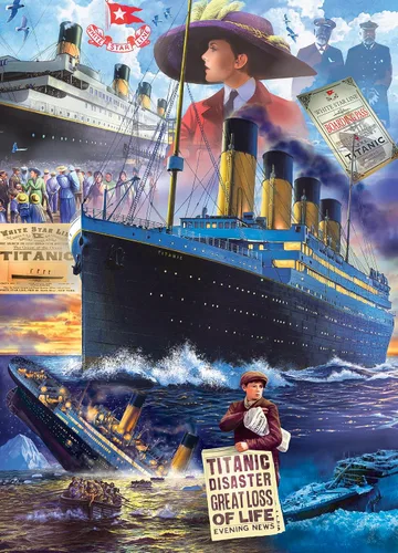 Miniatura 2 de Masterpieces Rompecabezas de 300 piezas para adultos y familias, collage del Titanic, 19.25 x 26.63 pulgadas