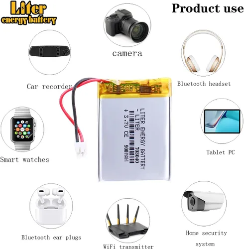 Miniatura 5 de Liter energy battery batería recargable 703040 del polímero de iones de litio de la batería 900mAh de 3.7V Lipo con el conector de JST