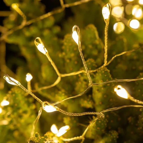 Miniatura 2 de Luces de Hadas en Racimo 10FT Luces de Cadena Petardo 100 LED Blanco Cálido Enchufable Interior Cable Plateado Luces de Cadena con Control Remoto